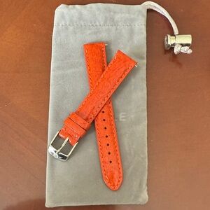 Orange Leather Watch Strap - Silver Buckle